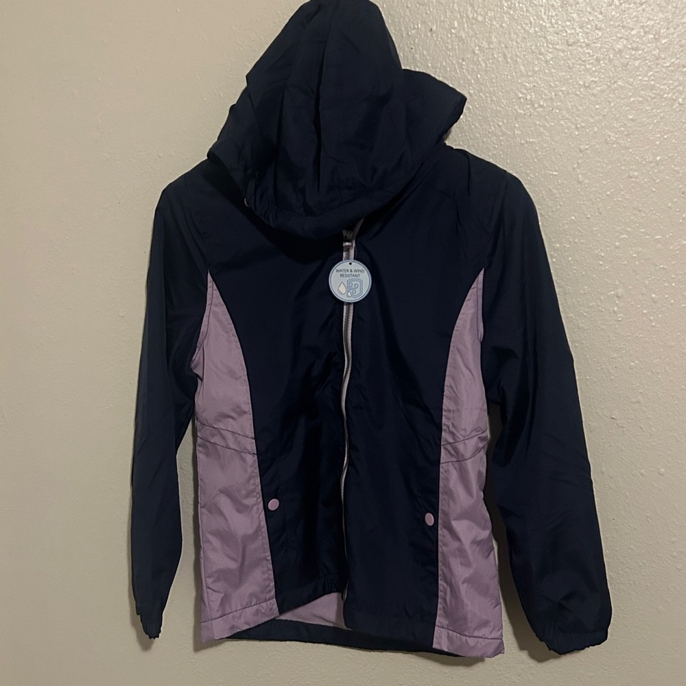 Girls fleeced Navy and Pink Zip-Up Hoodie Jacket